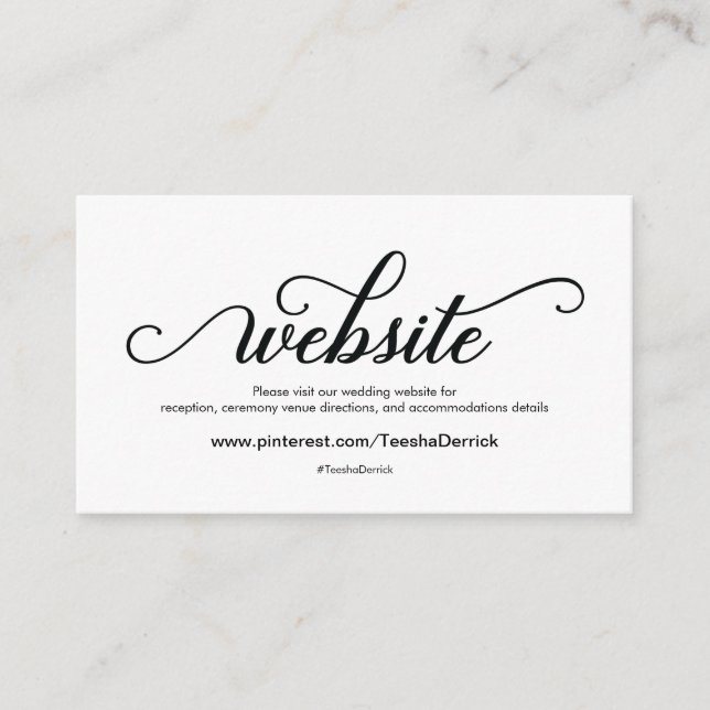 Beautiful Wedding Website Details Enclosure Card (Front)