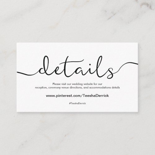 Beautiful Wedding Website Details Enclosure Card