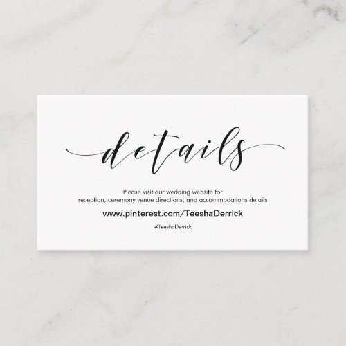 Beautiful Wedding Website Details Enclosure Card