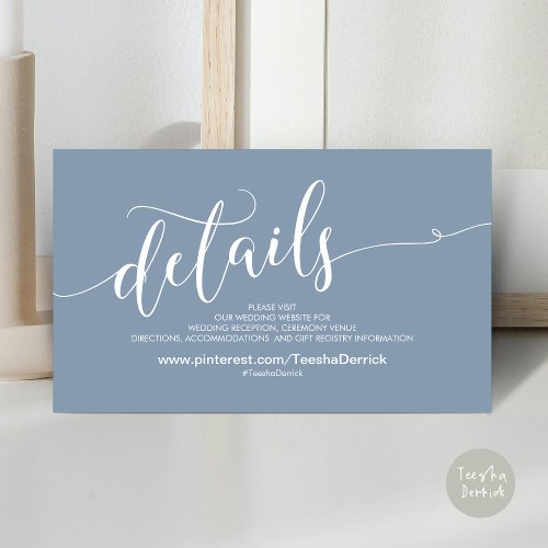 Beautiful Wedding Website Details Enclosure Card
