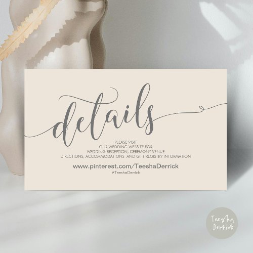 Beautiful Wedding Website Details Enclosure Card