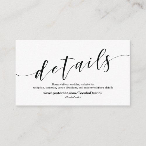 Beautiful Wedding Website Details Enclosure Card