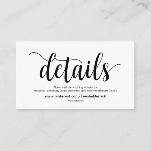 Beautiful Wedding Website Details Enclosure Card