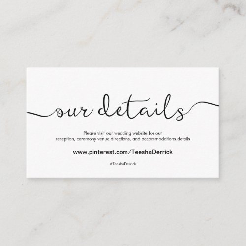 Beautiful Wedding Website Details Enclosure Card