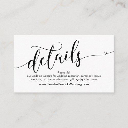 Beautiful Wedding Website Details Enclosure Card