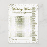 Beautiful Wedding Words Game Announcement Postcard