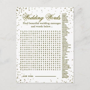 Beautiful Wedding Words Game Announcement Postcard