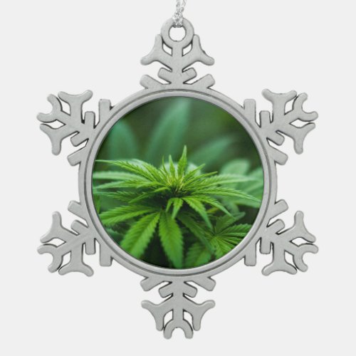 Beautiful Weed Snowflake Pewter Christmas Ornament