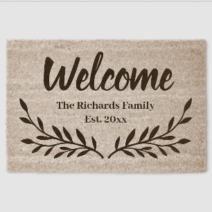 Beautiful welcome personalized coir fiber door mat