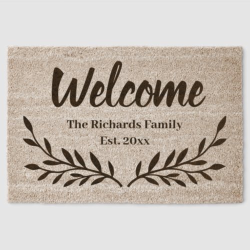 Beautiful welcome personalized coir fiber door mat