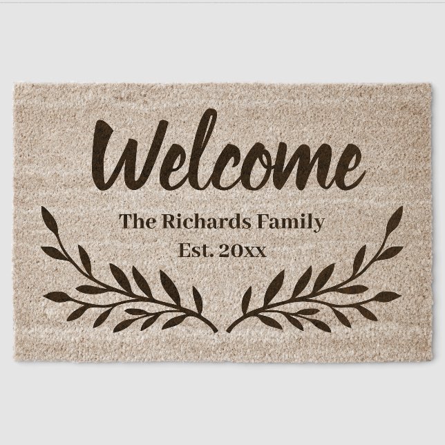 Beautiful welcome personalized coir fiber door mat (Front)