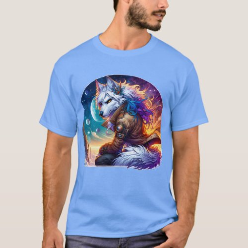Beautiful Werewolf Under a Celestial Sky T_Shirt
