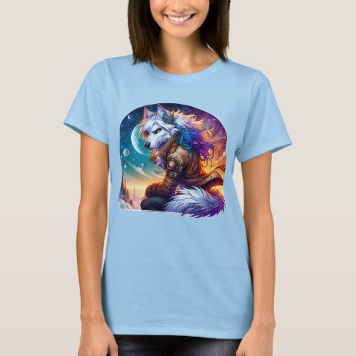 Beautiful Werewolf Under a Celestial Sky T_Shirt