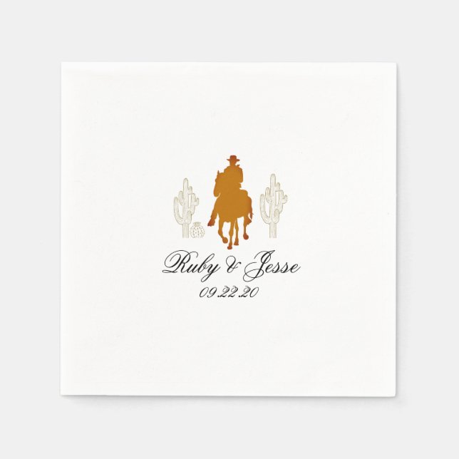 Beautiful  Western Dark Brown Wedding Napkins (Front)