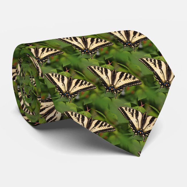 Beautiful Western Tiger Swallowtail Butterfly Neck Tie (Rolled)