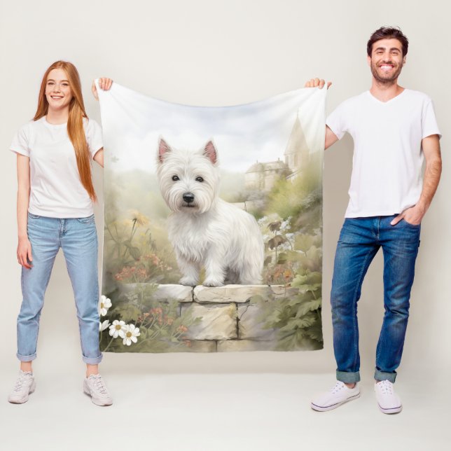 Beautiful Westie – Bright & Spirited Fleece Blanket (In Situ)