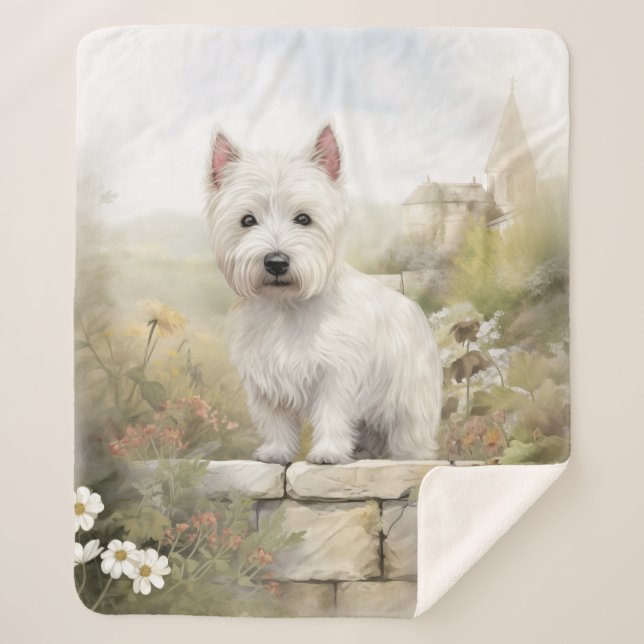 Beautiful Westie – Bright & Spirited Sherpa Blanket (Front)