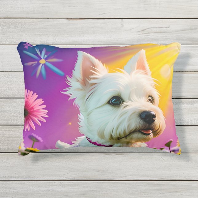 Beautiful Westie Dog Three Outdoor Pillow (Front)