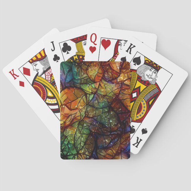 Beautiful Whimsical Art Autumn Leaves Poker Cards (Back)