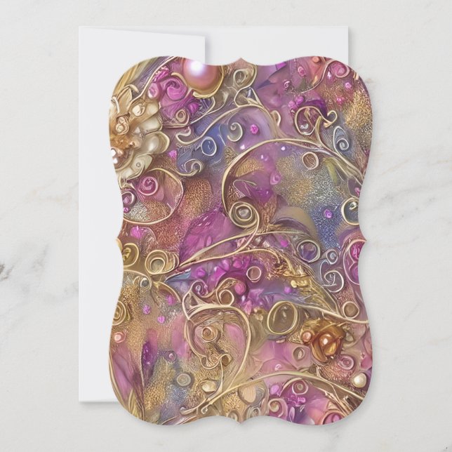 Beautiful Whimsical Botanical Victorian Filigree A Note Card (Front)