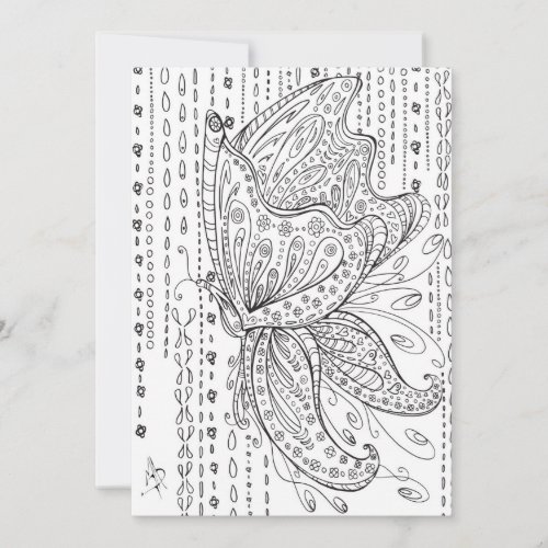 Beautiful Whimsical Butterfly Coloring Card