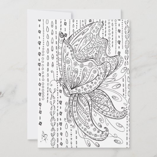 Beautiful Whimsical Butterfly Coloring Card (Front)