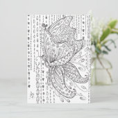 Beautiful Whimsical Butterfly Coloring Card (Standing Front)