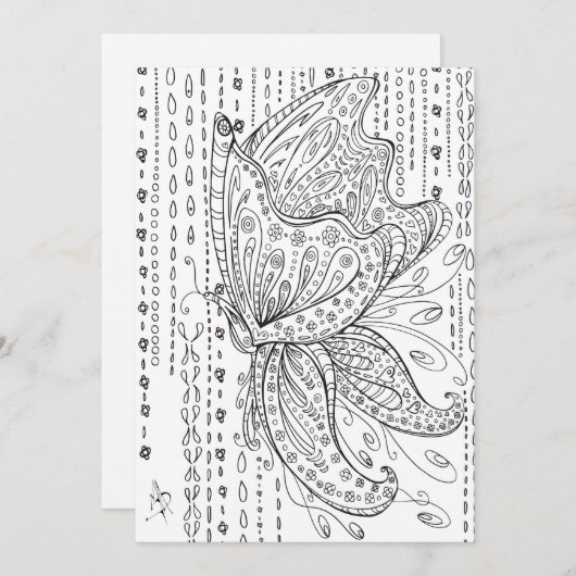 Beautiful Whimsical Butterfly Coloring Card (Front/Back)