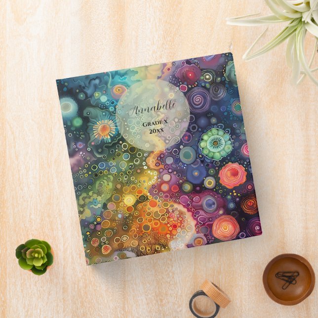 Beautiful Whimsical Colorful Back to School  3 Ring Binder (In Situ)