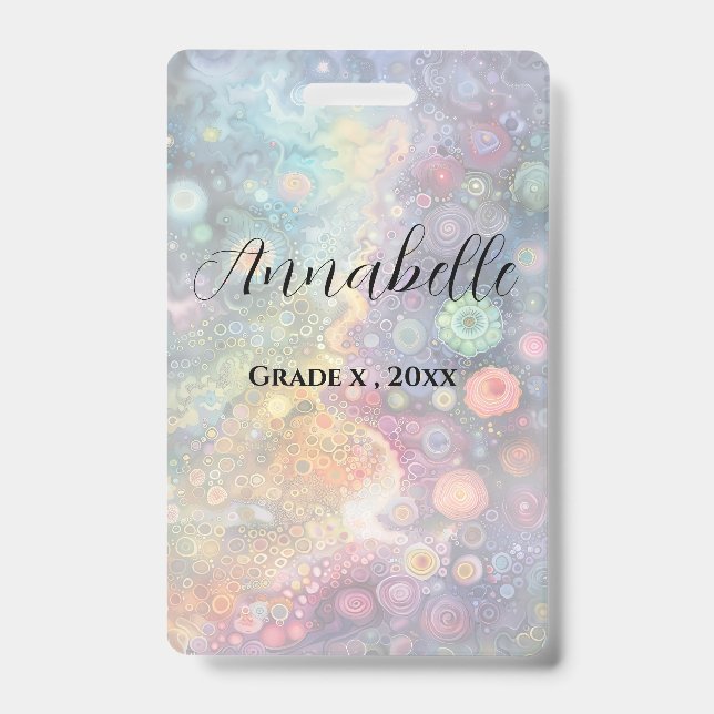 Beautiful Whimsical Colorful Back to School  Badge (Front)