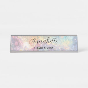Beautiful Whimsical Colorful Back to School Desk Name Plate