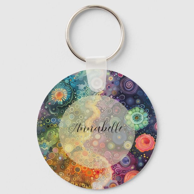 Beautiful Whimsical Colorful Back to School  Keychain (Front)