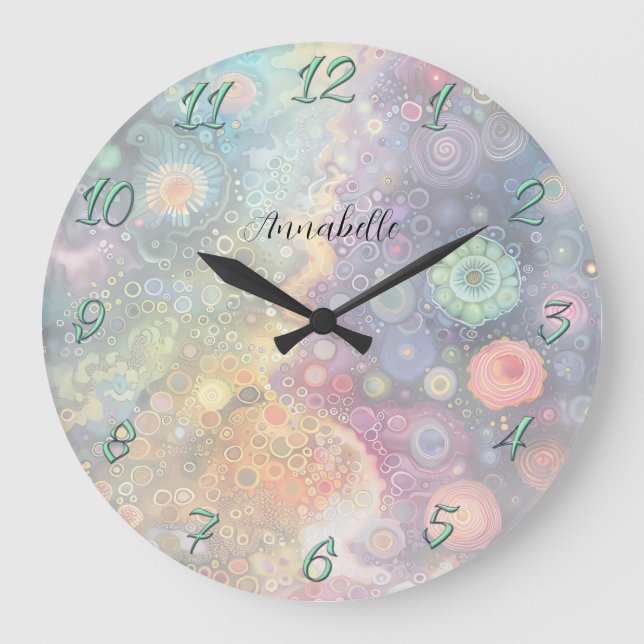 Beautiful Whimsical Colorful Back to School  Large Clock (Front)