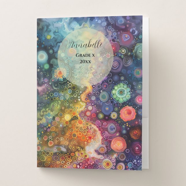 Beautiful Whimsical Colorful Back to School  Pocket Folder (Front)