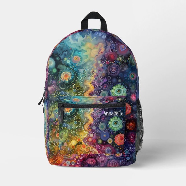 Beautiful Whimsical Colorful Back to School  Printed Backpack (Front)