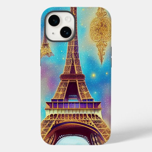 Beautiful Whimsical Eiffel Tower Paris France Art Case_Mate iPhone 14 Case