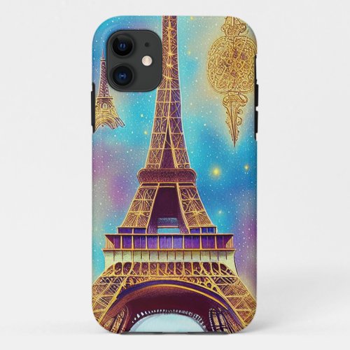 Beautiful Whimsical Eiffel Tower Paris France Art iPhone 11 Case