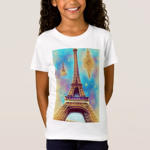 Beautiful Whimsical Eiffel Tower Paris France Art T_Shirt