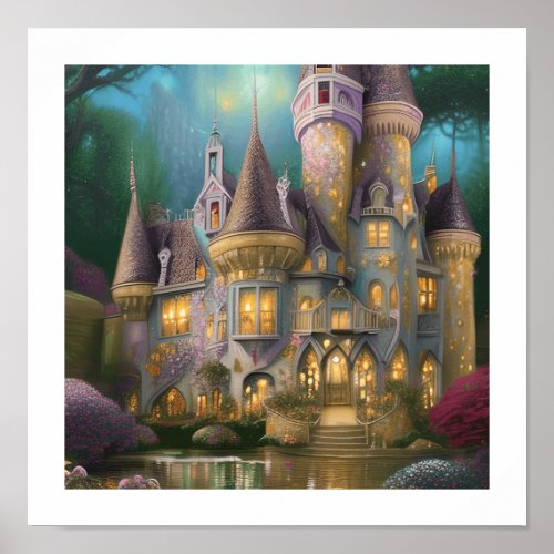 Beautiful Whimsical Fairytale Castle  Poster