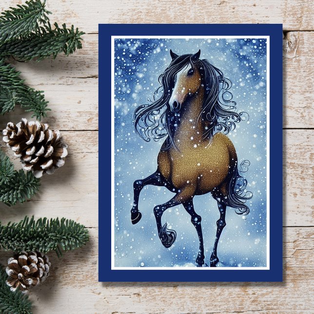 Beautiful Whimsical Horse Winter Birthday Card (Creator Uploaded)