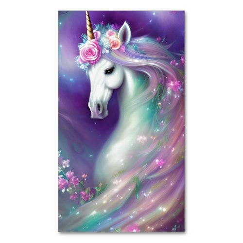 Beautiful Whimsical Unicorn Horse Business Card Magnet