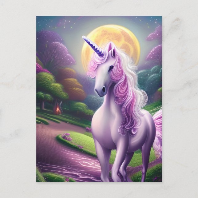 Beautiful Whimsical Unicorn Horse Postcard (Front)