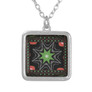 Beautiful Whirling stars background Print vector  Silver Plated Necklace