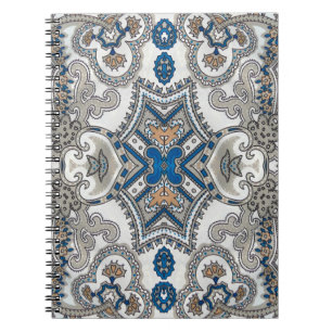 Beautiful white and blue arabesque, islamic patter notebook