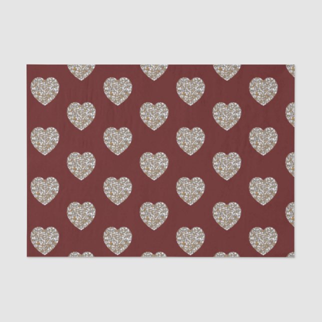 Beautiful White and Gold Marble Texture heart Tissue Paper (Front)