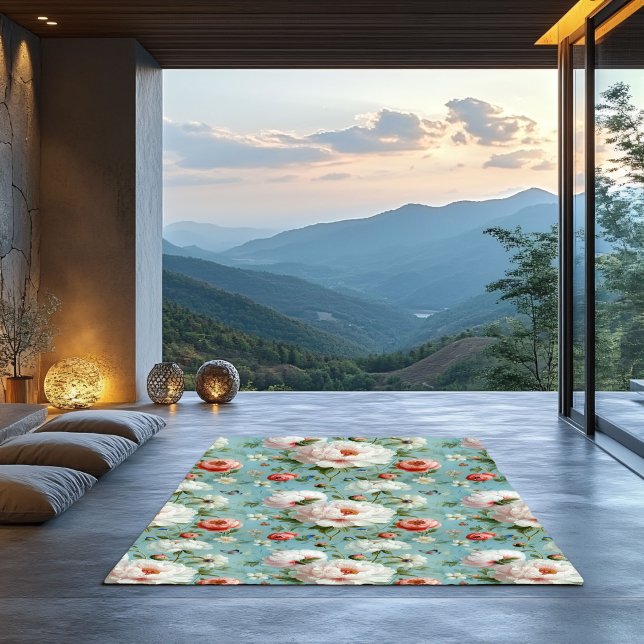 Beautiful White and Red Peonies Rug (Creator Uploaded)