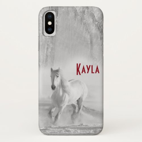 Beautiful White Arabian Horse galloping iPhone X Case
