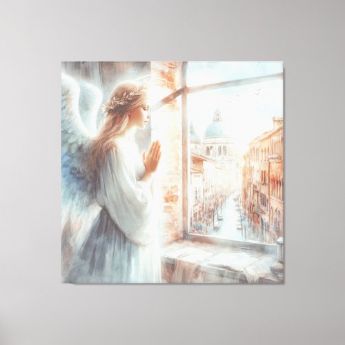 Beautiful White Aura Angelic Figure Praying Canvas Print