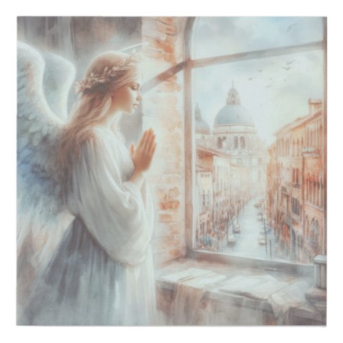 Beautiful White Aura Angelic Figure Praying Faux Canvas Print