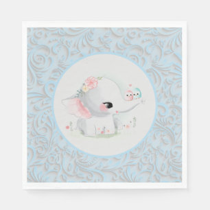 Beautiful White Baby Boy Elephant Napkins